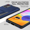 For Samsung Galaxy A31 Super V Armor PC + TPU Shockproof Case with Invisible Holder(Blue)
