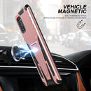 For Samsung Galaxy A31 Super V Armor PC + TPU Shockproof Case with Invisible Holder(Rose Gold)