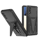 For Samsung Galaxy A02 Super V Armor PC + TPU Shockproof Case with Invisible Holder(Black)