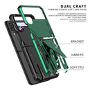 For Samsung Galaxy Z Flip3 5G Super V Armor PC + TPU Shockproof Case with Invisible Holder(Dark Green)