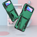 For Samsung Galaxy Z Flip3 5G Super V Armor PC + TPU Shockproof Case with Invisible Holder(Dark Green)