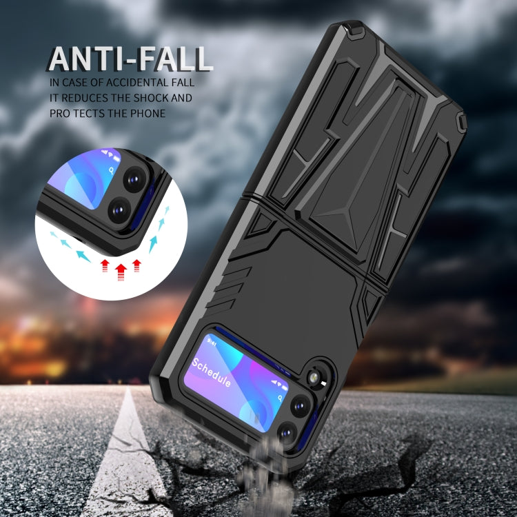 For Samsung Galaxy Z Flip3 5G Super V Armor PC + TPU Shockproof Case with Invisible Holder(Black)
