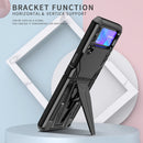 For Samsung Galaxy Z Flip3 5G Super V Armor PC + TPU Shockproof Case with Invisible Holder(Black)