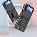 For Samsung Galaxy Z Flip3 5G Super V Armor PC + TPU Shockproof Case with Invisible Holder(Black)