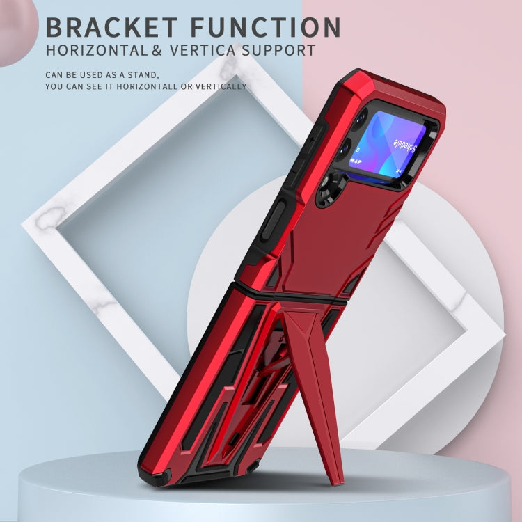 For Samsung Galaxy Z Flip3 5G Super V Armor PC + TPU Shockproof Case with Invisible Holder(Red)