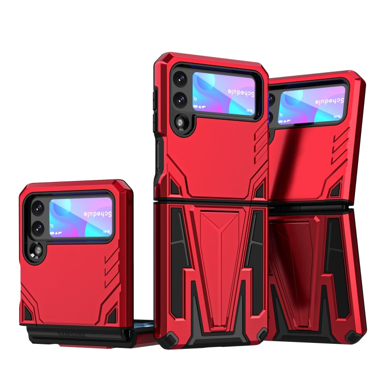 For Samsung Galaxy Z Flip3 5G Super V Armor PC + TPU Shockproof Case with Invisible Holder(Red)