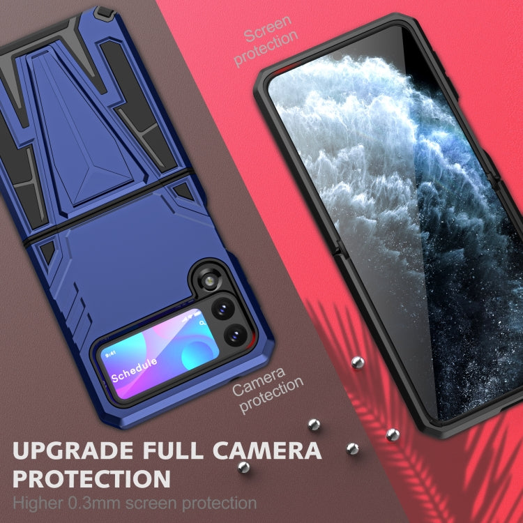 For Samsung Galaxy Z Flip3 5G Super V Armor PC + TPU Shockproof Case with Invisible Holder(Blue)