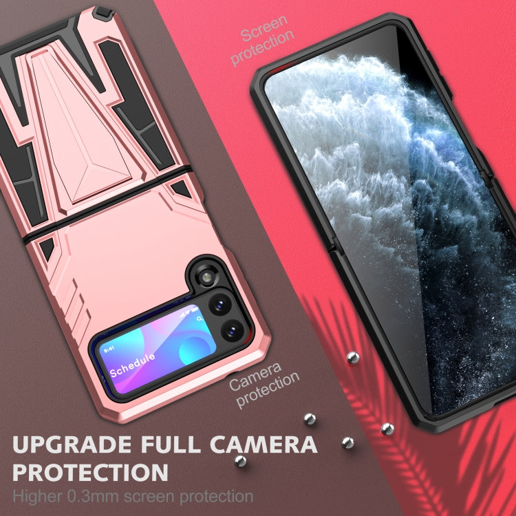 For Samsung Galaxy Z Flip3 5G Super V Armor PC + TPU Shockproof Case with Invisible Holder(Rose Gold)