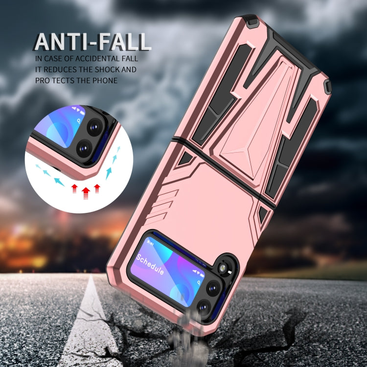 For Samsung Galaxy Z Flip3 5G Super V Armor PC + TPU Shockproof Case with Invisible Holder(Rose Gold)