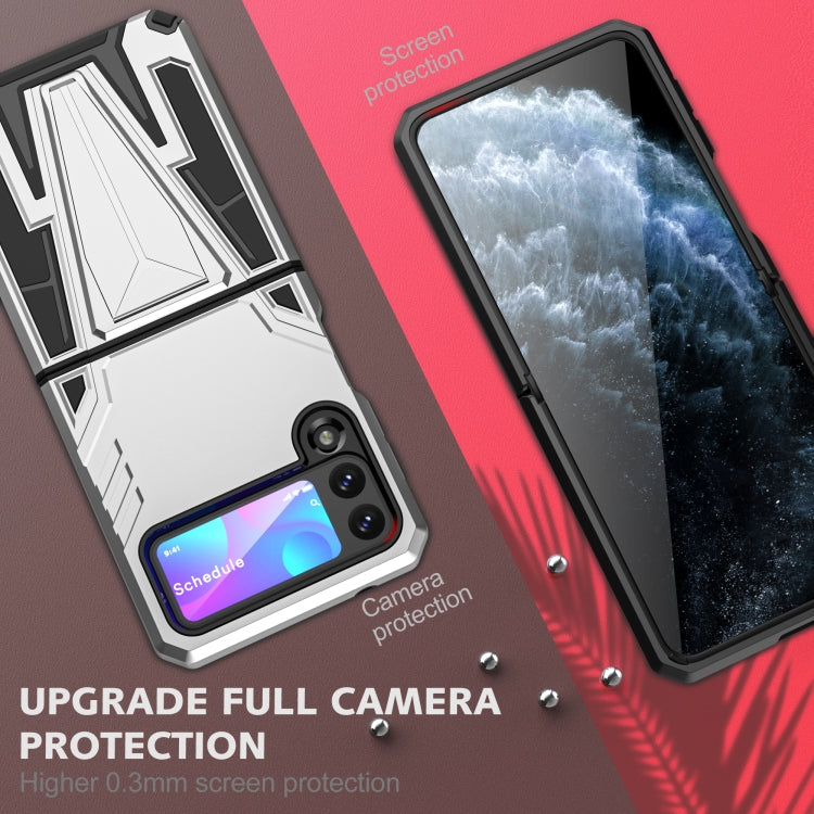 For Samsung Galaxy Z Flip3 5G Super V Armor PC + TPU Shockproof Case with Invisible Holder(Silver)