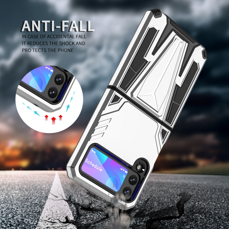 For Samsung Galaxy Z Flip3 5G Super V Armor PC + TPU Shockproof Case with Invisible Holder(Silver)