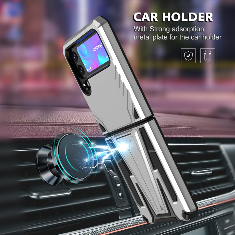 For Samsung Galaxy Z Flip3 5G Super V Armor PC + TPU Shockproof Case with Invisible Holder(Silver)