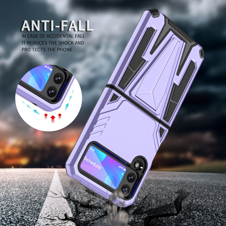 For Samsung Galaxy Z Flip3 5G Super V Armor PC + TPU Shockproof Case with Invisible Holder(Purple)