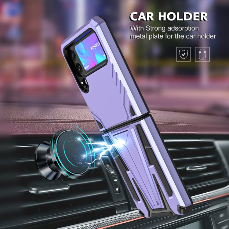 For Samsung Galaxy Z Flip3 5G Super V Armor PC + TPU Shockproof Case with Invisible Holder(Purple)