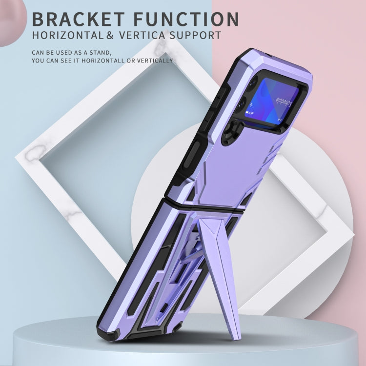 For Samsung Galaxy Z Flip3 5G Super V Armor PC + TPU Shockproof Case with Invisible Holder(Purple)