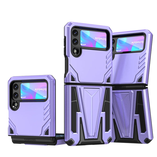 For Samsung Galaxy Z Flip3 5G Super V Armor PC + TPU Shockproof Case with Invisible Holder(Purple)