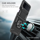 For Samsung Galaxy Z Flip3 5G Magnetic Armor Shockproof TPU + PC Folding Case with Metal Ring Holder(Black)