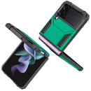 For Samsung Galaxy Z Flip3 5G Magnetic Armor Shockproof TPU + PC Folding Case with Metal Ring Holder(Dark Green)