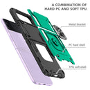For Samsung Galaxy Z Flip3 5G Magnetic Armor Shockproof TPU + PC Folding Case with Metal Ring Holder(Dark Green)