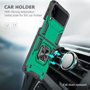 For Samsung Galaxy Z Flip3 5G Magnetic Armor Shockproof TPU + PC Folding Case with Metal Ring Holder(Dark Green)