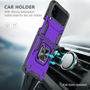 For Samsung Galaxy Z Flip3 5G Magnetic Armor Shockproof TPU + PC Folding Case with Metal Ring Holder(Purple)