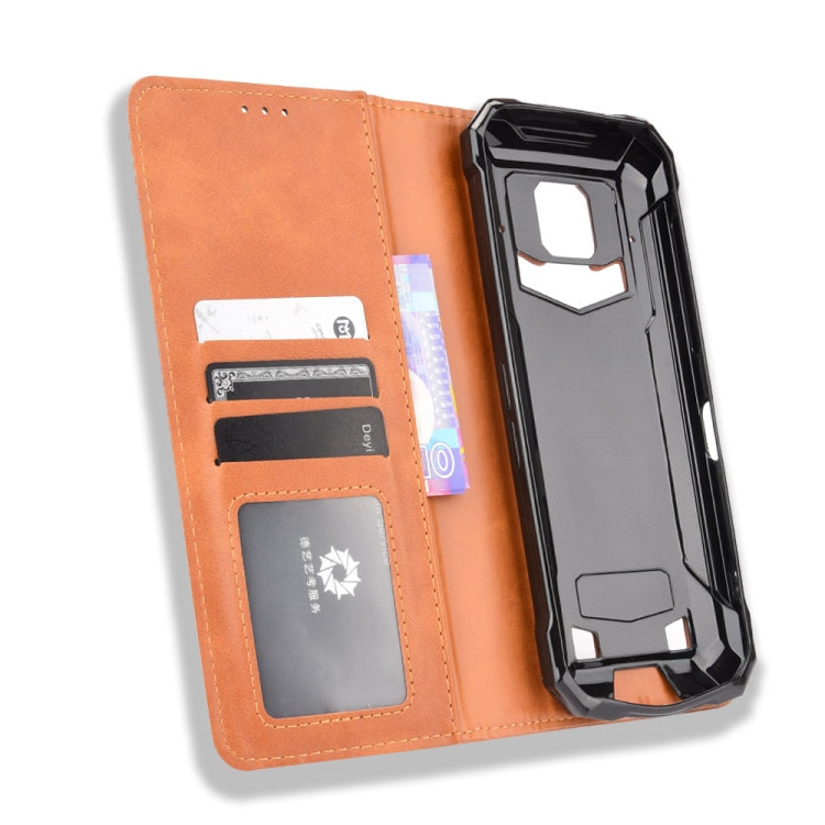 For Doogee S88 Plus / S88 Pro Magnetic Buckle Retro Crazy Horse Texture Horizontal Flip Leather Case with Holder & Card Slots & Photo Frame(Brown)