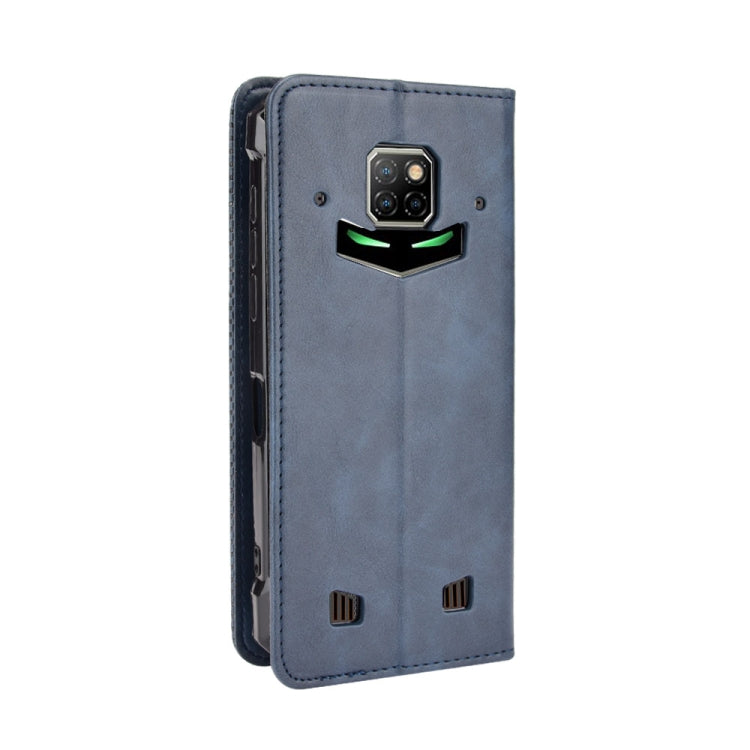 For Doogee S88 Plus / S88 Pro Magnetic Buckle Retro Crazy Horse Texture Horizontal Flip Leather Case with Holder & Card Slots & Photo Frame(Blue)