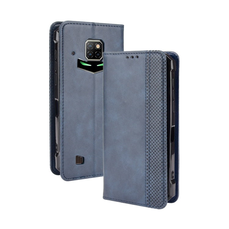For Doogee S88 Plus / S88 Pro Magnetic Buckle Retro Crazy Horse Texture Horizontal Flip Leather Case with Holder & Card Slots & Photo Frame(Blue)