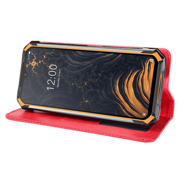 For Doogee S88 Plus / S88 Pro Magnetic Buckle Retro Crazy Horse Texture Horizontal Flip Leather Case with Holder & Card Slots & Photo Frame(Red)