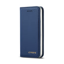 For iPhone 5 / 5s / SE LC.IMEEKE LC-002 Series Skin Hand Feeling PU + TPU Horizontal Flip Leather Case with Holder & Card Slot & Wallet(Blue)