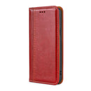 For Samsung Galaxy S22+ 5G Grid Texture Magnetic PU + TPU Horizontal Flip Leather Case with Holder & Card Slot(Red)