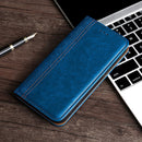 For Samsung Galaxy S22+ 5G Grid Texture Magnetic PU + TPU Horizontal Flip Leather Case with Holder & Card Slot(Blue)