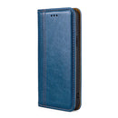 For Samsung Galaxy S22+ 5G Grid Texture Magnetic PU + TPU Horizontal Flip Leather Case with Holder & Card Slot(Blue)
