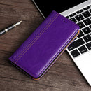 For Samsung Galaxy S22+ 5G Grid Texture Magnetic PU + TPU Horizontal Flip Leather Case with Holder & Card Slot(Purple)