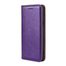 For Samsung Galaxy S22+ 5G Grid Texture Magnetic PU + TPU Horizontal Flip Leather Case with Holder & Card Slot(Purple)