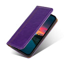 For Samsung Galaxy S22+ 5G Grid Texture Magnetic PU + TPU Horizontal Flip Leather Case with Holder & Card Slot(Purple)