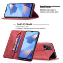 For OPPO A16/A16S/A54S/A55 5G/A53S 5G Magnetic RFID Blocking Anti-Theft Leather Case with Holder & Card Slots & Wallet(Red)