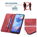 For OPPO A16/A16S/A54S/A55 5G/A53S 5G Magnetic RFID Blocking Anti-Theft Leather Case with Holder & Card Slots & Wallet(Red)