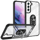 For Samaung Galaxy S22 5G Shockproof Transparent TPU + Acrylic Protective Case with Ring Holder(Black Silver)