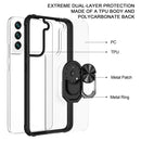 For Samaung Galaxy S22 5G Shockproof Transparent TPU + Acrylic Protective Case with Ring Holder(Black Silver)