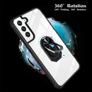 For Samaung Galaxy S22 5G Shockproof Transparent TPU + Acrylic Protective Case with Ring Holder(Black Silver)