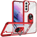 For Samaung Galaxy S22 5G Shockproof Transparent TPU + Acrylic Protective Case with Ring Holder(Red)