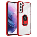For Samaung Galaxy S22 5G Shockproof Transparent TPU + Acrylic Protective Case with Ring Holder(Red)