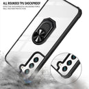For Samaung Galaxy S22 5G Shockproof Transparent TPU + Acrylic Protective Case with Ring Holder(Red)