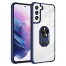 For Samaung Galaxy S22 5G Shockproof Transparent TPU + Acrylic Protective Case with Ring Holder(Blue)