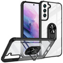 For Samaung Galaxy S22 5G Shockproof Transparent TPU + Acrylic Protective Case with Ring Holder(Black)