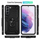 For Samaung Galaxy S22 5G Shockproof TPU + PC Protective Case with 360 Degree Rotating Holder(Black)