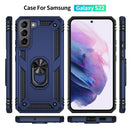 For Samaung Galaxy S22 5G Shockproof TPU + PC Protective Case with 360 Degree Rotating Holder(Blue)