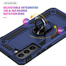 For Samaung Galaxy S22 5G Shockproof TPU + PC Protective Case with 360 Degree Rotating Holder(Blue)