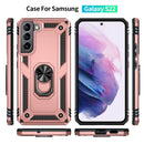 For Samaung Galaxy S22 5G Shockproof TPU + PC Protective Case with 360 Degree Rotating Holder(Rose Gold)